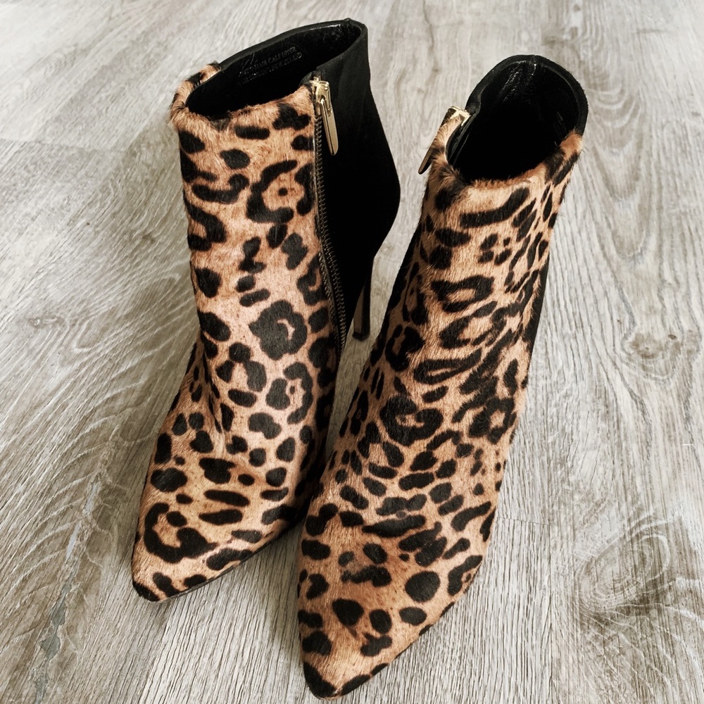 Leopard Print Suede Booties